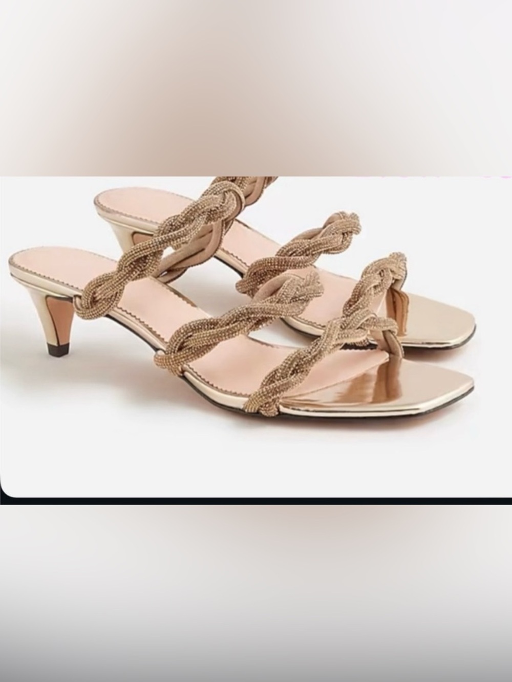 strappy kitten heels with crystals